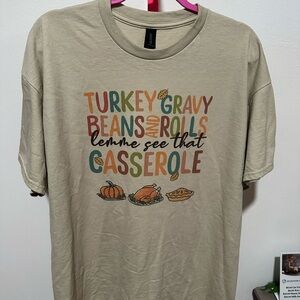 Gildan Beige Short Sleeve Tee with Colorful Print